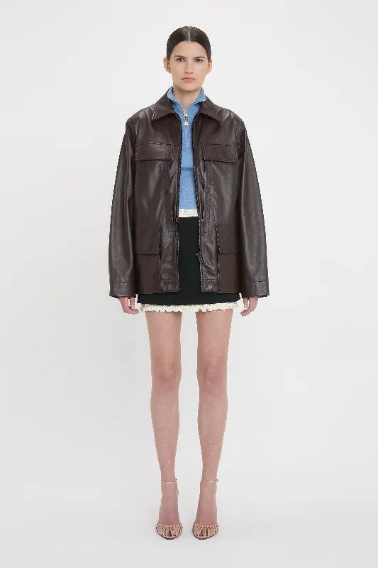 Soft Leather Chore Jacket In Ebony Classic Women's Tweed