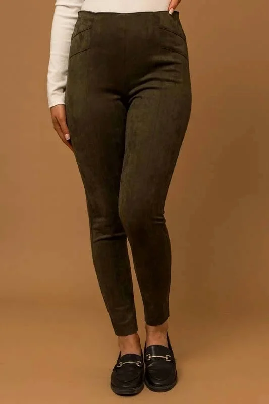 Suede Leggings In Olive Sleek Women's 