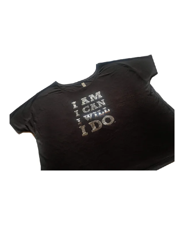 Dark Gray Tshirt with Silver Foil Mantra Dapper Women's 1920S