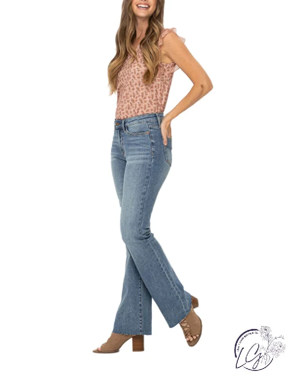 Skyla Mid-Rise Raw Hem Boot Cut By Judy Blue Artistic Women's Avant - 