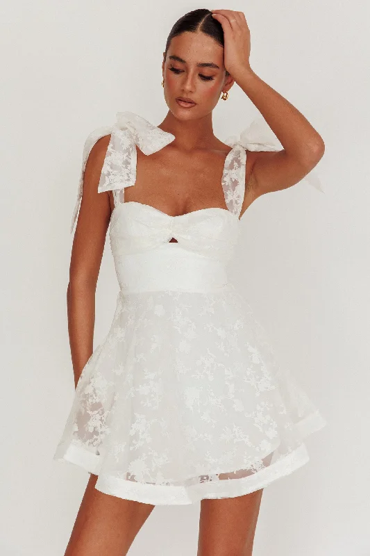 Oliana Tied Shoulders Keyhole Mini Dress White Relaxed Women's Beachy