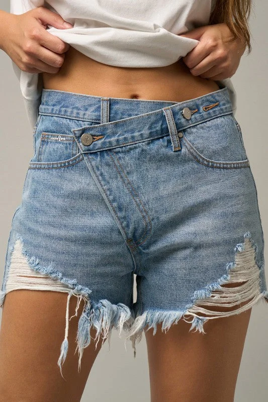 Crossover Premium Denim Mom Shorts Luxurious Women's High -  end