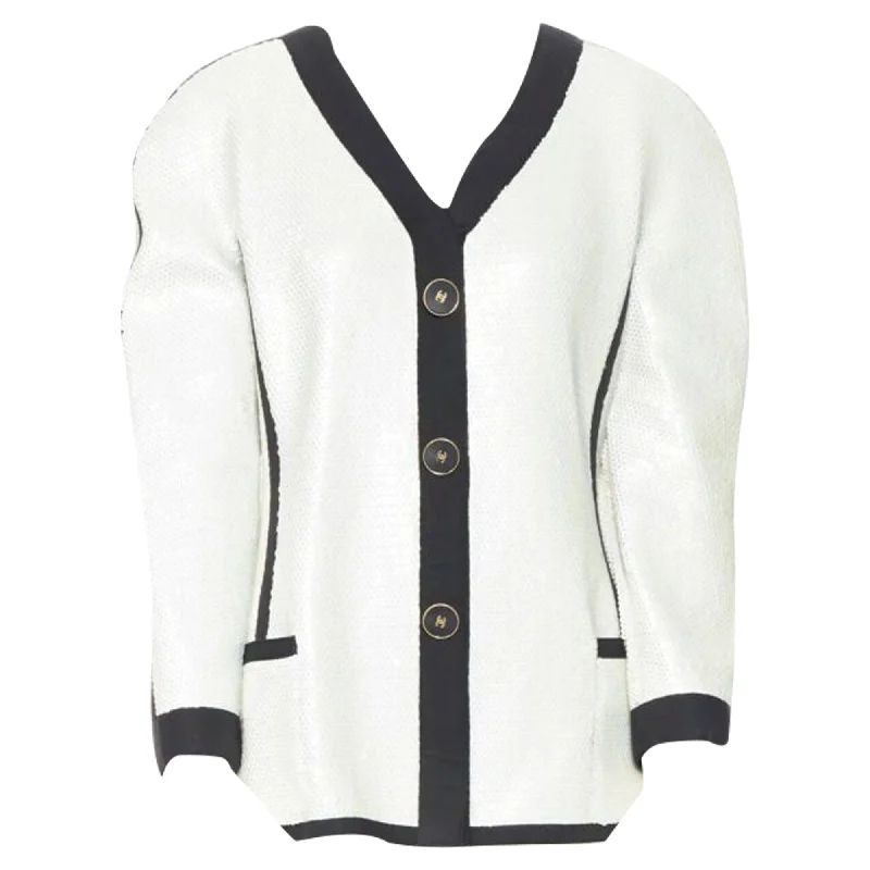 Chanel SS sequin grosgrain trim scuba zipper jacket Gym