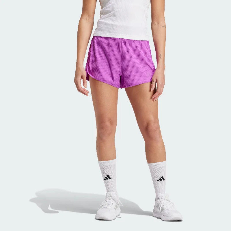 Women's adidas Pacer All Gym Seasonal Rib High-Rise Tonal 3-Stripes Shorts Cool Women's Skate