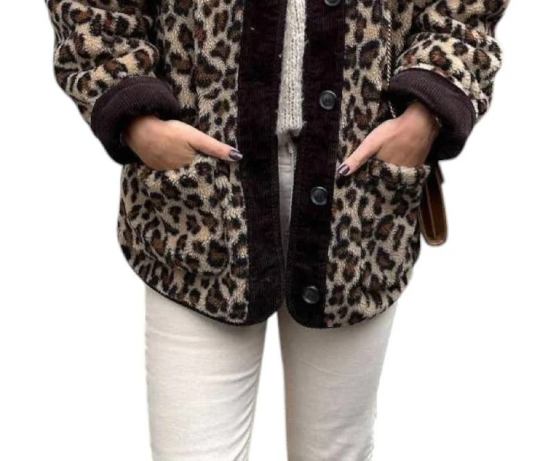 Fleece Leopard Shacket In Multi