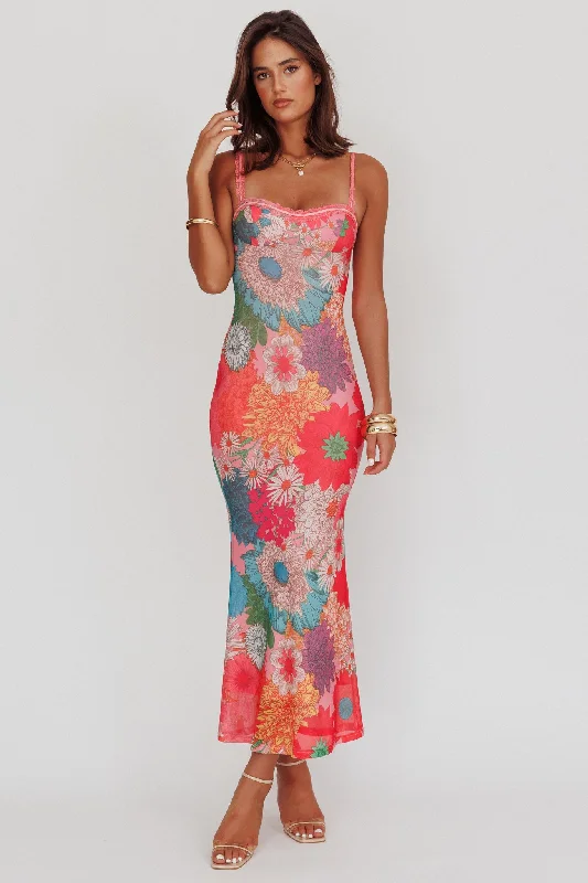 Girl Power Lace Strap Maxi Dress Pink Business