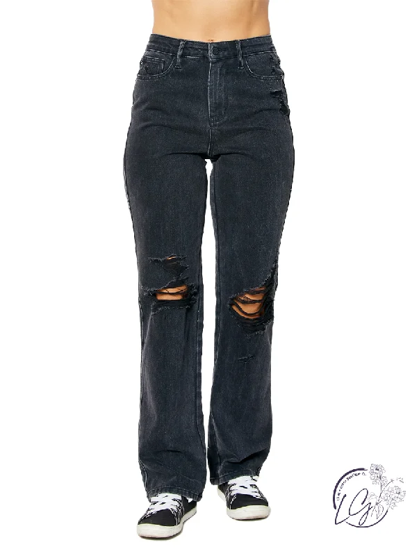 Danny High Waisted 90's Straight Leg Jean By Judy Blue Traditional Women's Wool