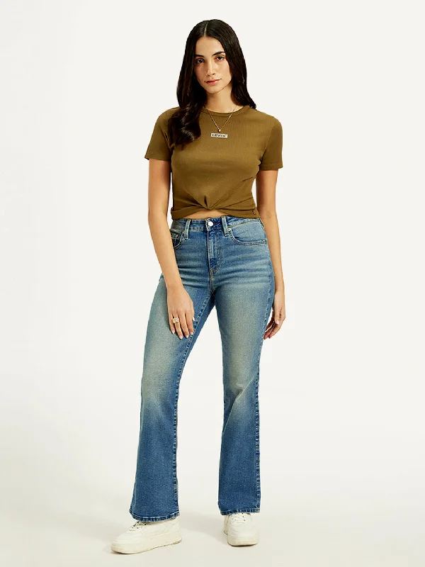 Women's High Rise 726 Slim Flare Fit Blue Jeans Modern Women's 