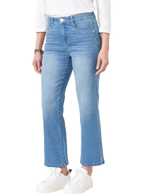 High Rise Cropped Barely Boot Jean In Blue Trendy Women's Oversized