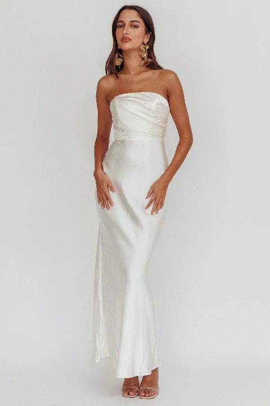 City Of Stars Strapless Maxi Dress Oyster Traditional Women's Wool