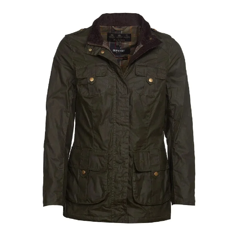 Barbour Womens Defence Lightweight Wax Jacket Archive Olive French