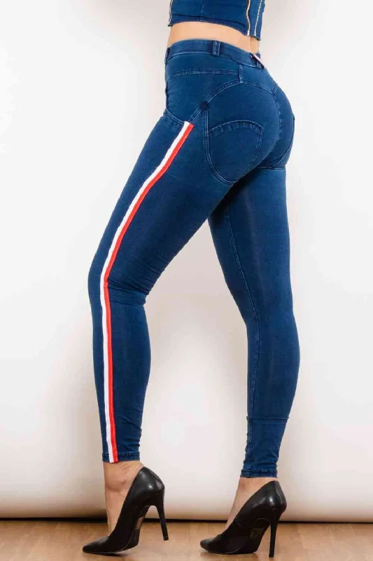 Side Stripe Skinny Jeans Geometric