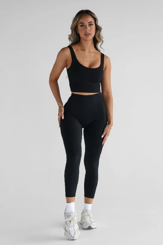 7/8 Pocket Leggings - Black