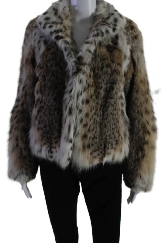 Zandra Rhodes For Pologeorgis Womens Fox Fur Collared Coat Beige