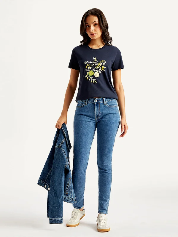 Women's Mid Rise 711 Blue Skinny Jeans Classic Women's Pin - striped