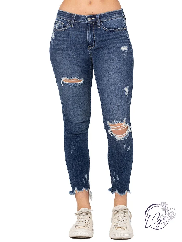 Rosie Mid-Rise Distressed Skinny by Judy Blue Refined Women's Classic 