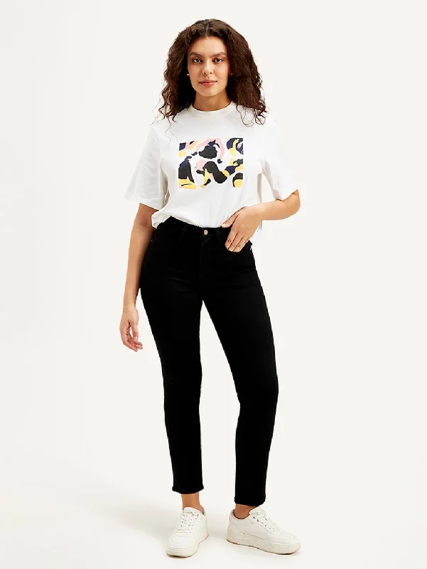 Women's High Rise Straight fit Black Jeans Refined Women's 