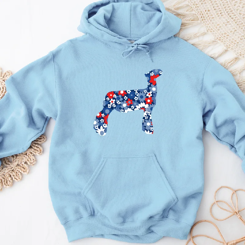Patriotic Floral Lamb Hoodie (S-3XL) Unisex - Multiple Colors! Artistic Women's Hand - painted Patriotic Floral Lamb Hoodie (S-3XL) Unisex - Multiple Colors! Artistic Women's Hand - painted