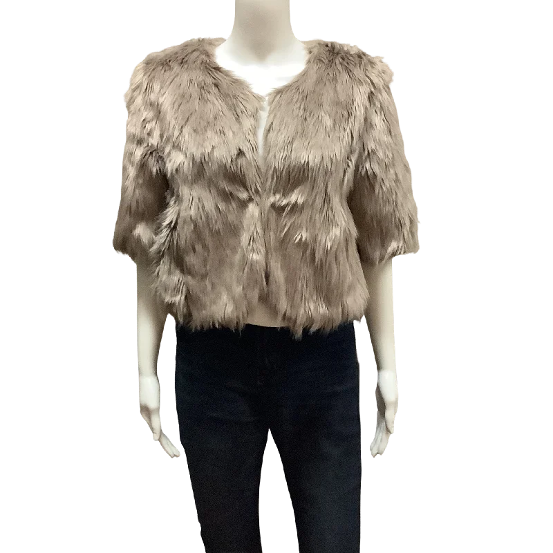 BCBG Maxamara Women's Jacket Tan Faux Fur Size: M