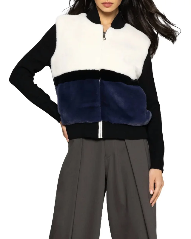 Triple Threat Jacket In Slate Combo Sleek Women's Metallic
