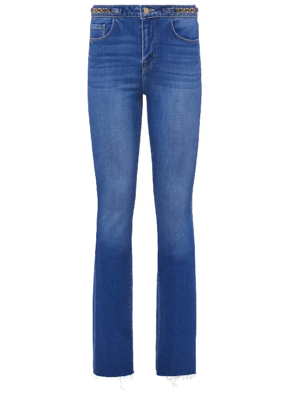 Ruth High-Rise Straight Jean With Gold Chain In Blue Feminine Women's Soft 