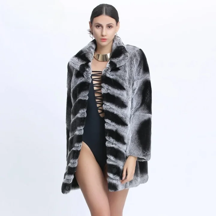 Women's Light Gray Winter Real Fox Fur Genuine Sheepskin Leather Jacket Gym