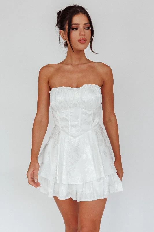 Angel Sky Gathered Bust Romper Ivory Elegant Women's 