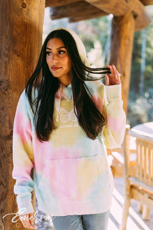 Pi Phi Butterfly Tie Dye Corduroy Hoodie Refined Women's Velvet