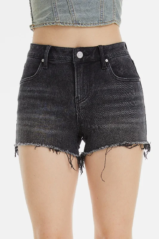 BAYEAS Raw Hem Denim Shorts Bold Women's Animal Print