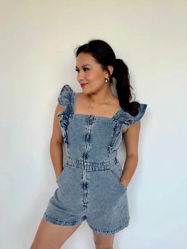dream denim romper Cozy Women's Sherpa - lined