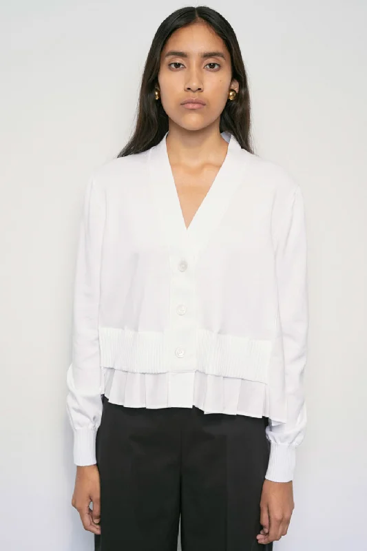 MEIMEIJ White Pleated Cardigan