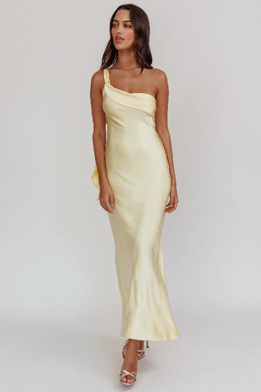 Carmel One-Shoulder Sash Maxi Dress Butter Classic Women's Tweed