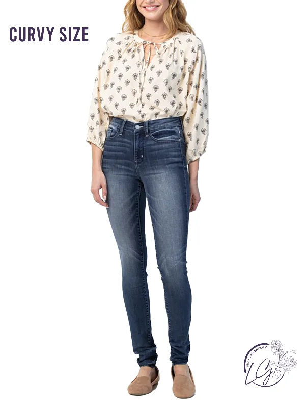 Curvy Elsa Mid-Rise Tall Skinny by Judy Blue Laid - back Women's Vibe