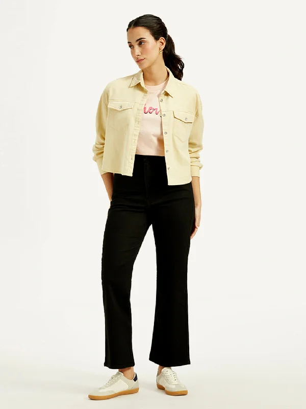 Women's High Rise Ribcage Cropped Bootcut Black Jeans Practical Women's Multi - 