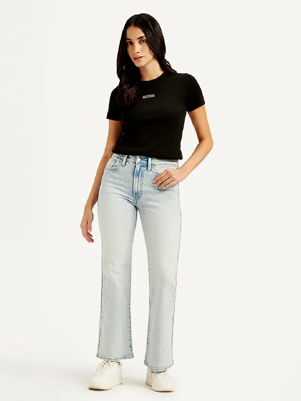 Women's Mid Rise Wedgie Light Blue Bootcut Jeans Sophisticated Women's Tailored