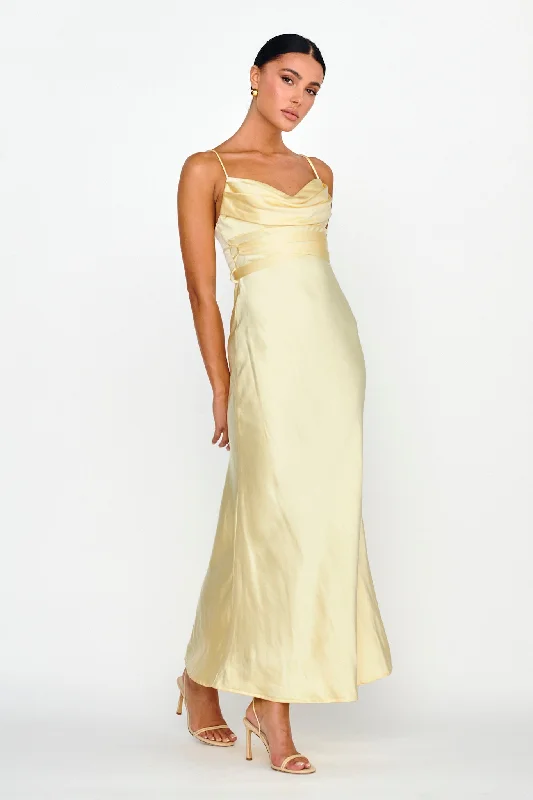 Starring Role Cowl Bust Waist Tie Dress Butter Sleek Women's Metallic