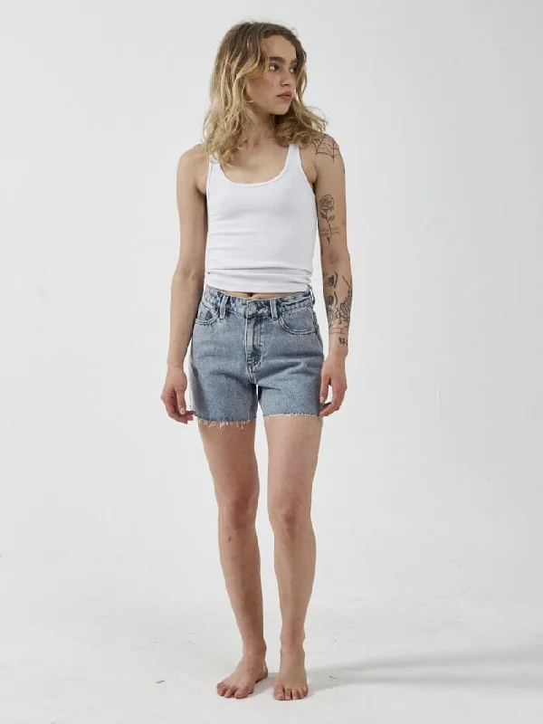 Erica Mid Rise Short - Garage Blue Cool Women's Distressed