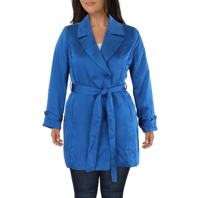 Womens Satin Midi Trench Coat