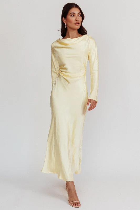 Loveland Cowl Back Midi Dress Butter Laid - back Women's Style