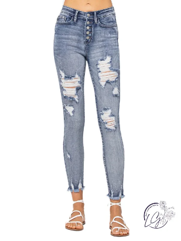 Julianna High-Rise Button Fly Skinny by Judy Blue Monochromatic Office Style