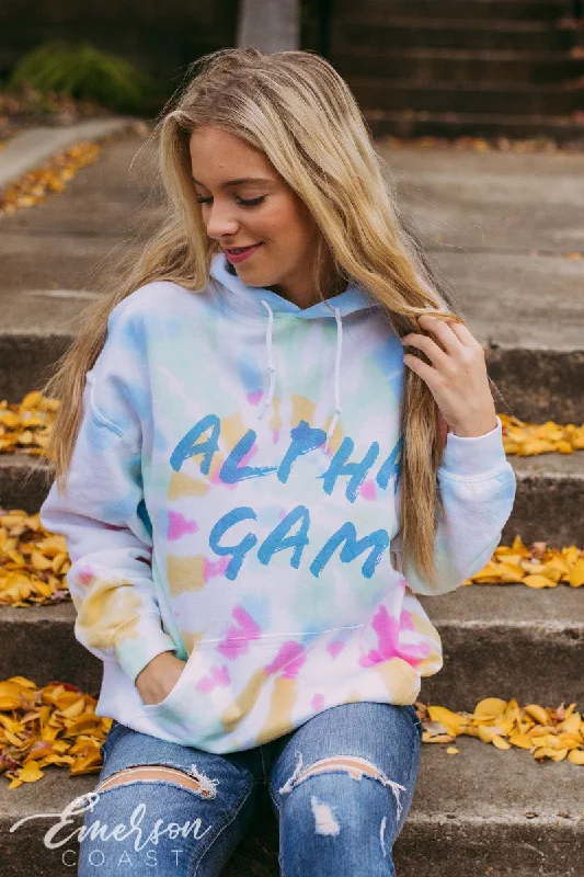 Alpha Gam Tie Dye Watercolor Hoodie Sharp Women's Italian