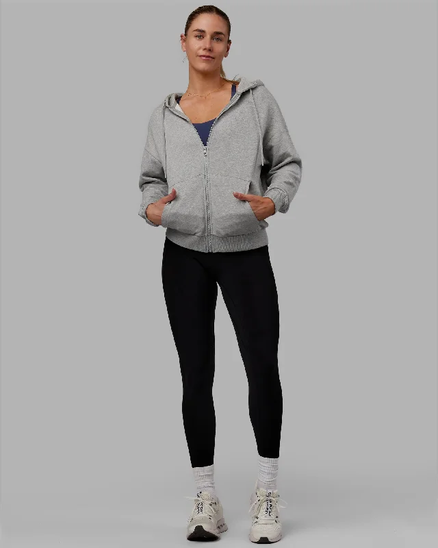 MVP Zip Through Hoodie - Light Grey Marl Geometric