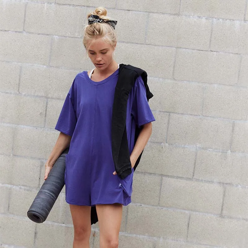 FP Movement Hot Shot Tee Romper in Dark Amethyst Refined Women's Velvet