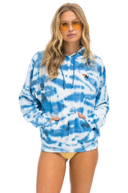 HAND DYED PULLOVER HOODIE RELAXED - TIE DYE BLUE