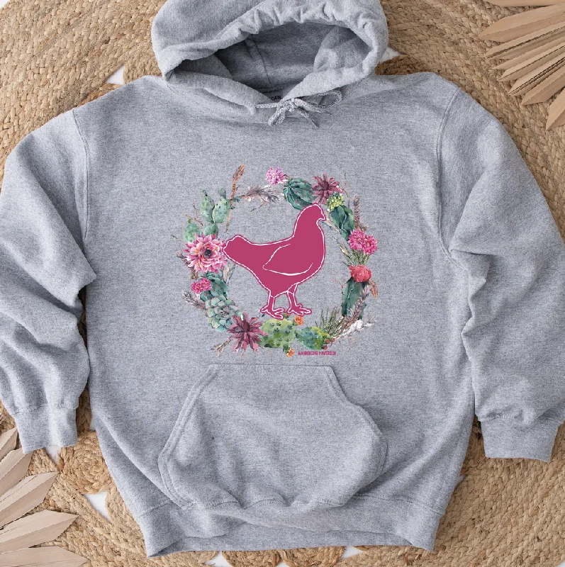 Chicken Cactus Wreath Hoodie (S-3XL) Unisex - Multiple Colors! Sleek Women's Metallic Chicken Cactus Wreath Hoodie (S-3XL) Unisex - Multiple Colors! Sleek Women's Metallic