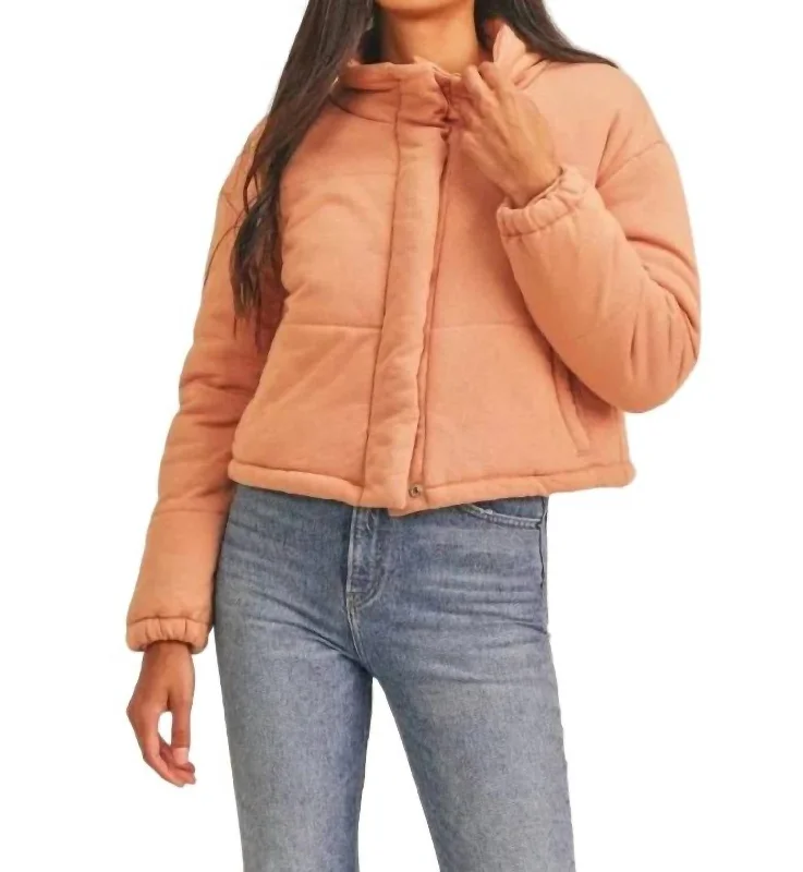 Ariel Knit Quilting Jacket In Apricot Elegant Women's Formal 