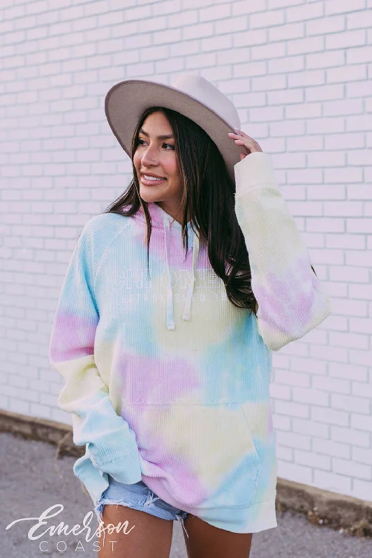 Chi O Spring Tie Dye Corded Hoodie Relaxed Women's 