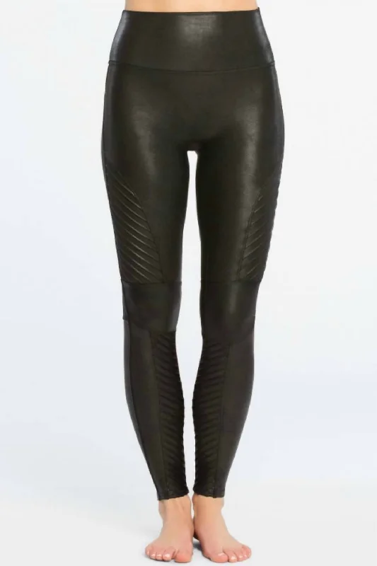 Faux Leather Moto Legging In Black Preppy Women's College