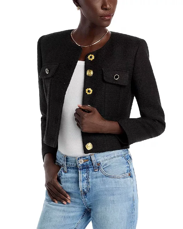 Structured Jacket In Black Monochromatic Office Style