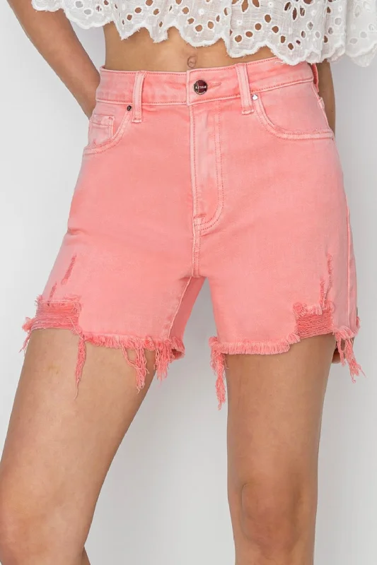 RISEN High Rise Distressed Denim Shorts Scandinavian